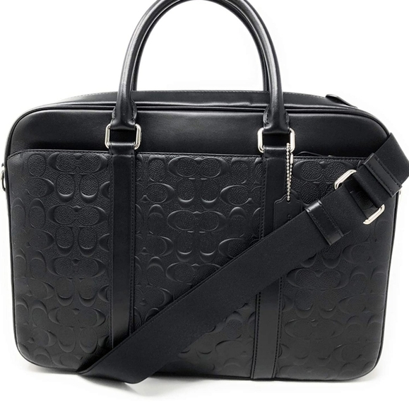 NWT Coach Signature Laptop Briefcase Bag NWT Designer Rare style Embossed - Picture 1 of 9